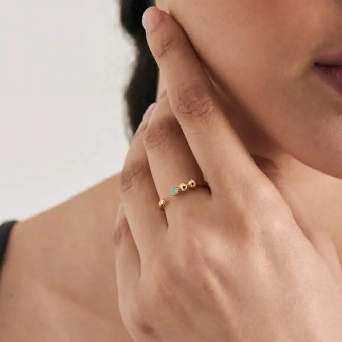Gold Orb Amazonite Adjustable Ring R045-01G-AM