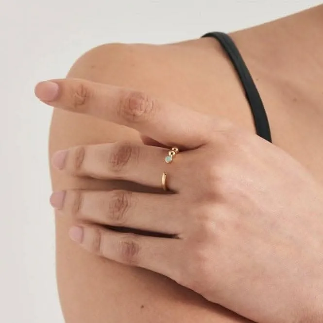 Gold Orb Amazonite Adjustable Ring R045-01G-AM