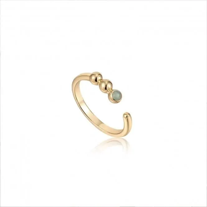 Gold Orb Amazonite Adjustable Ring R045-01G-AM