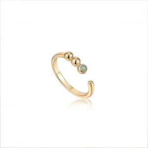 Gold Orb Amazonite Adjustable Ring R045-01G-AM