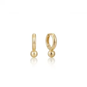 Gold Orb Drop Huggie Hoop Earrings E045-02G