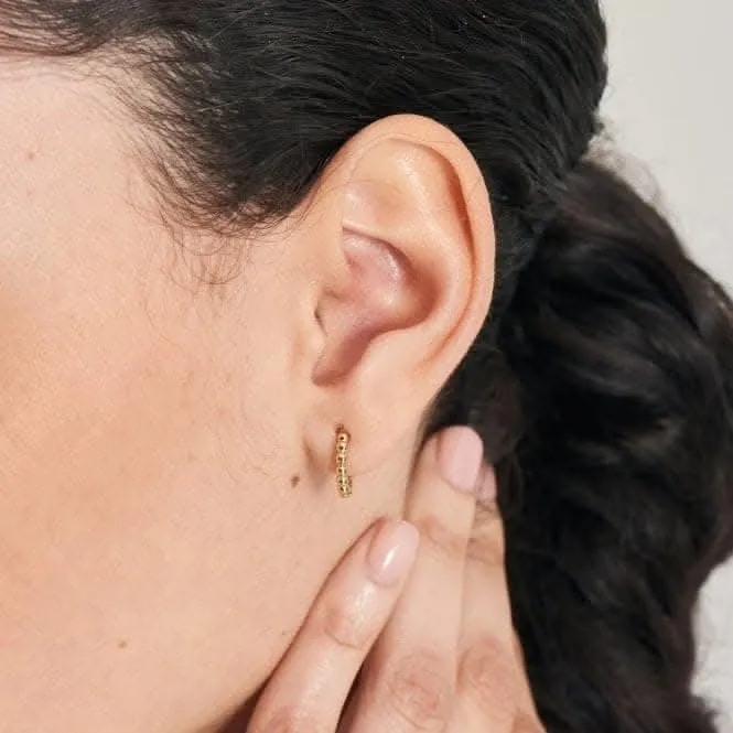 Gold Orb Huggie Hoop Earrings E045-03G