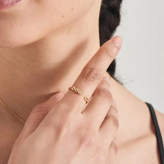 Gold Orb Sparkle Adjustable Ring R045-01G-CZ