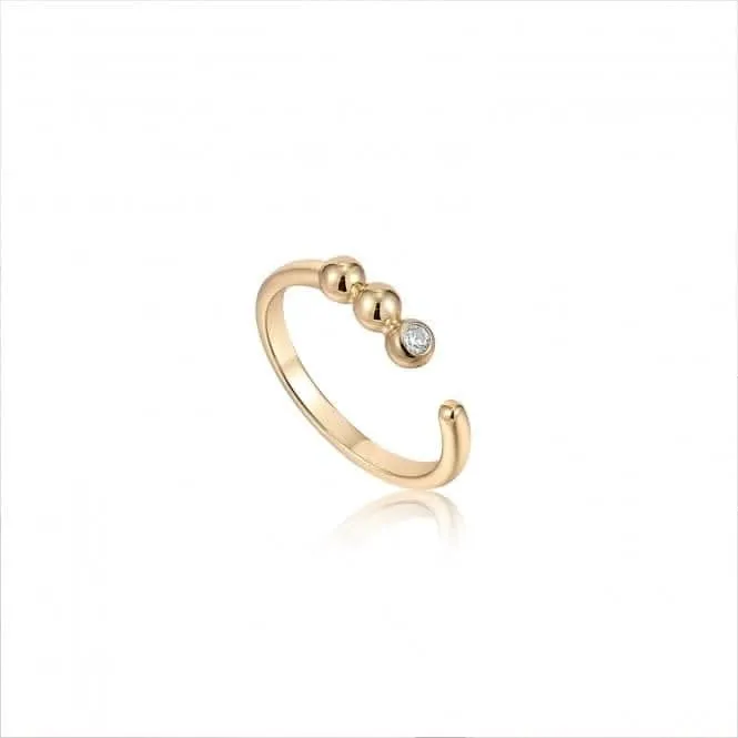 Gold Orb Sparkle Adjustable Ring R045-01G-CZ
