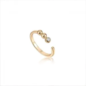 Gold Orb Sparkle Adjustable Ring R045-01G-CZ