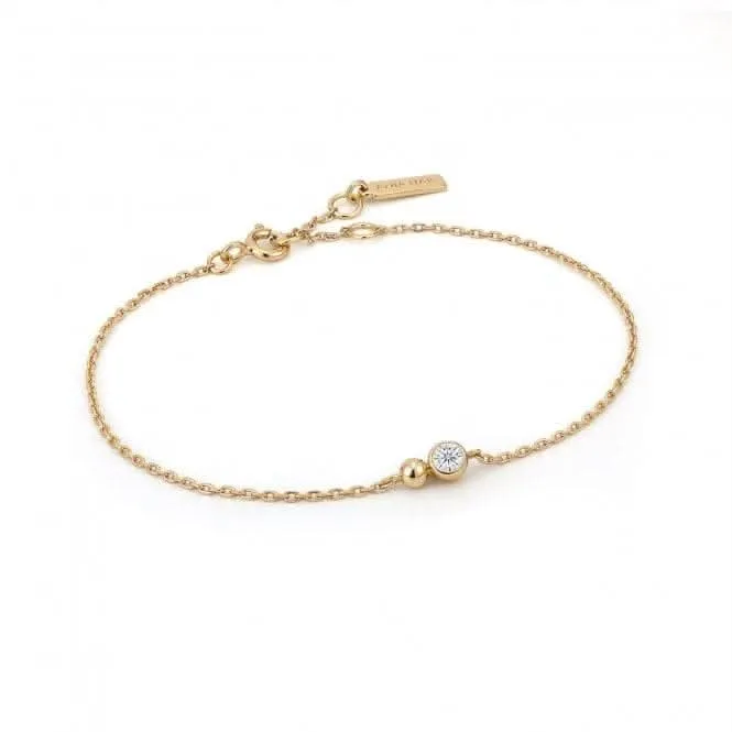 Gold Orb Sparkle Chain Bracelet B045-01G-CZ