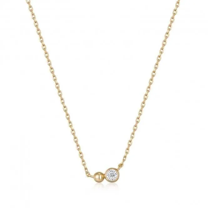 Gold Orb Sparkle Pendant Necklace  N045-02G-CZ