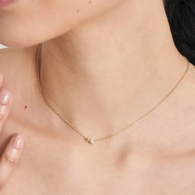 Gold Orb Sparkle Pendant Necklace  N045-02G-CZ