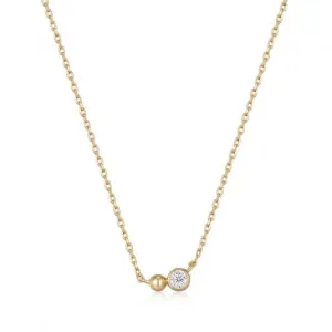Gold Orb Sparkle Pendant Necklace  N045-02G-CZ