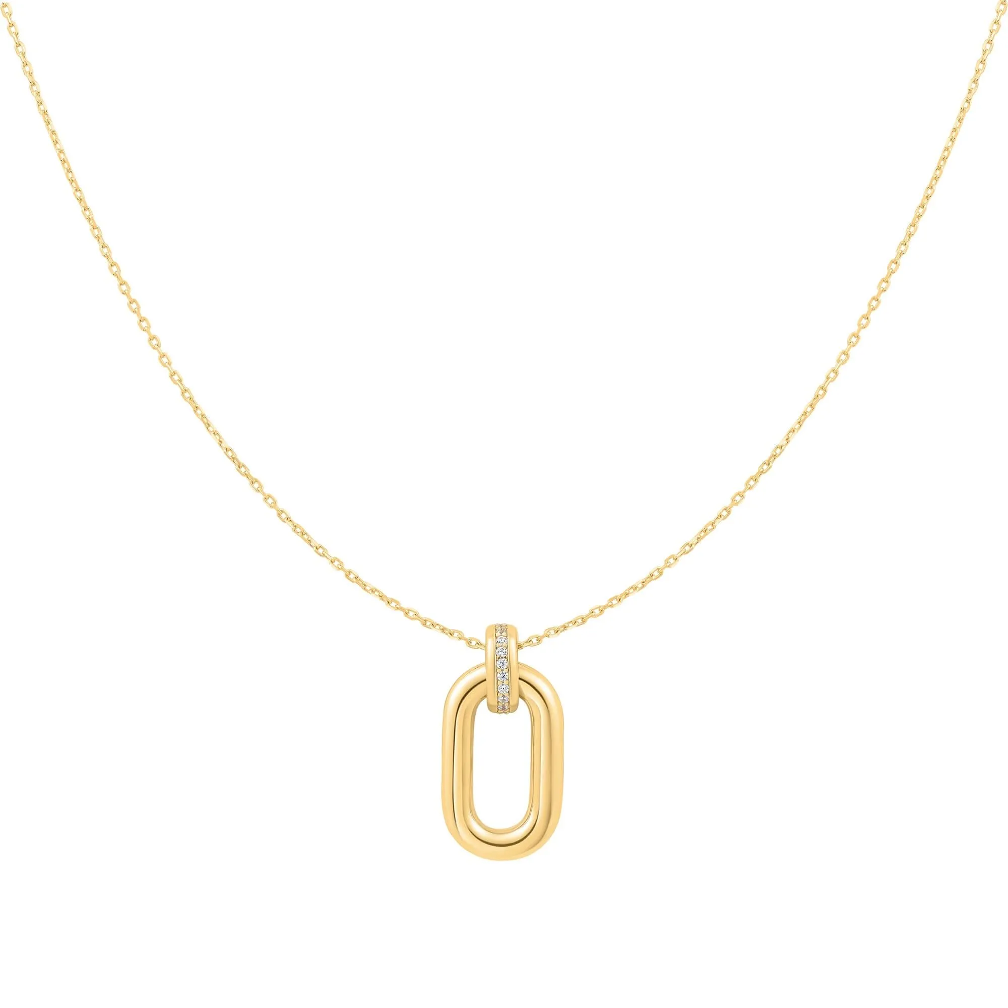 Gold Oval Hoop Pendant Necklace N062-01G