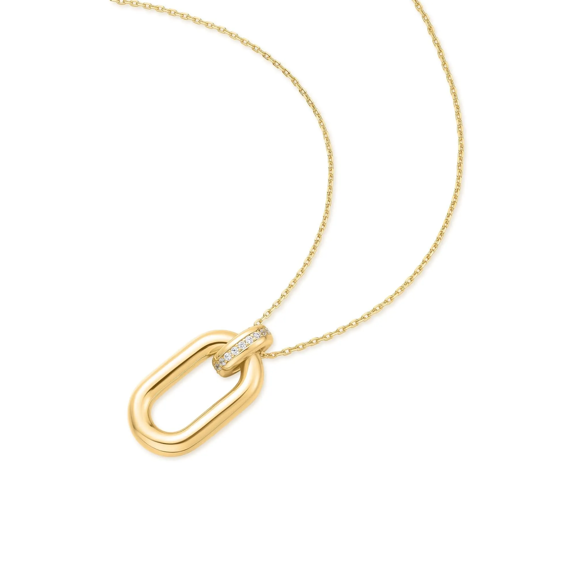 Gold Oval Hoop Pendant Necklace N062-01G