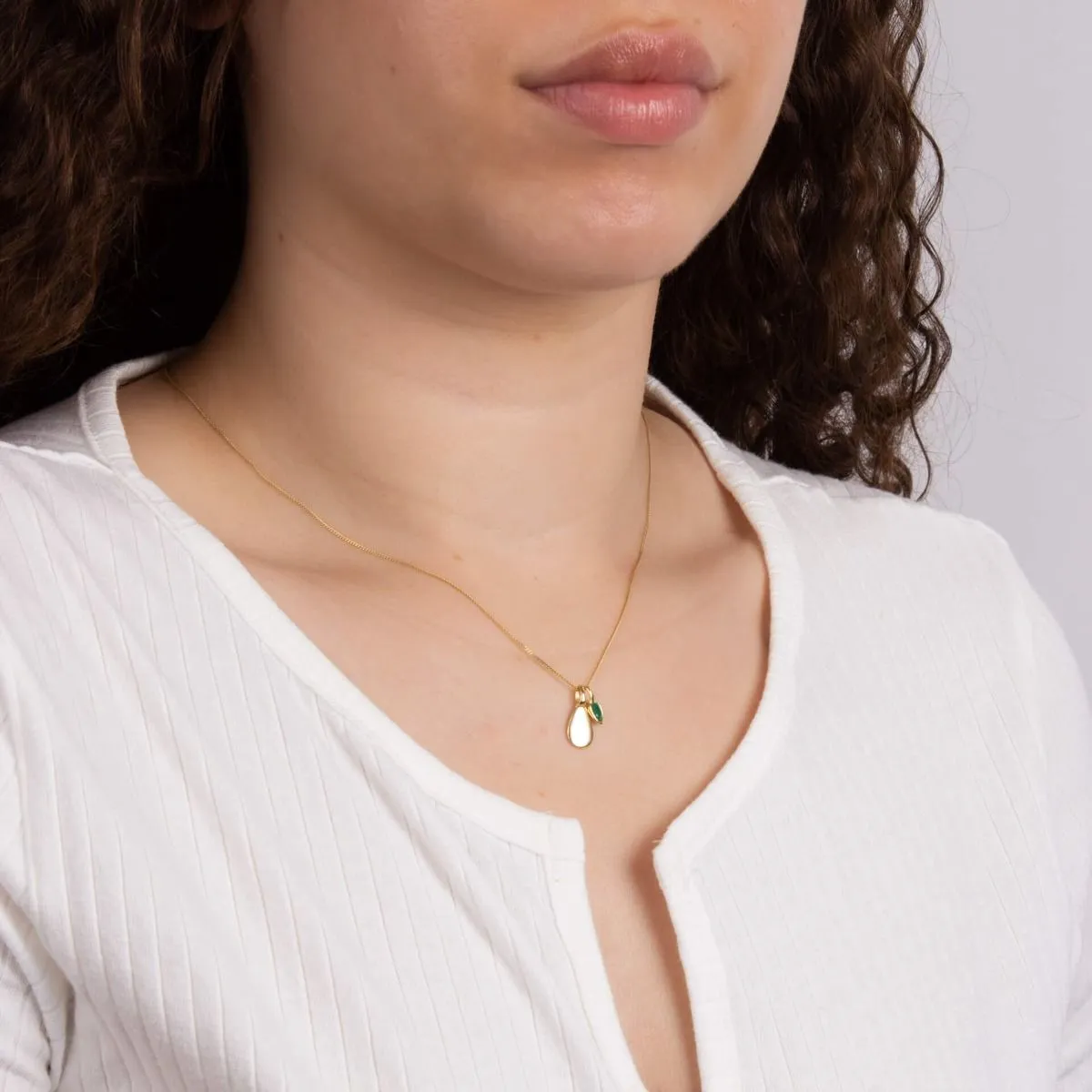 Gold Plated Birthstone May Green Onyx Pendant P5183