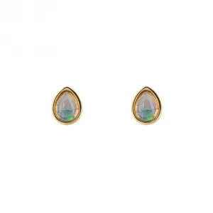 Gold Plated Birthstone October Cabochon Opal Earrings E6211