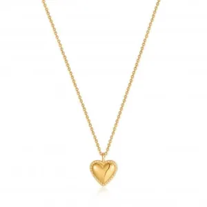 Gold Rope Heart Pendant Necklace N036-02G