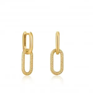 Gold Rope Oval Drop Earrings E036-04G