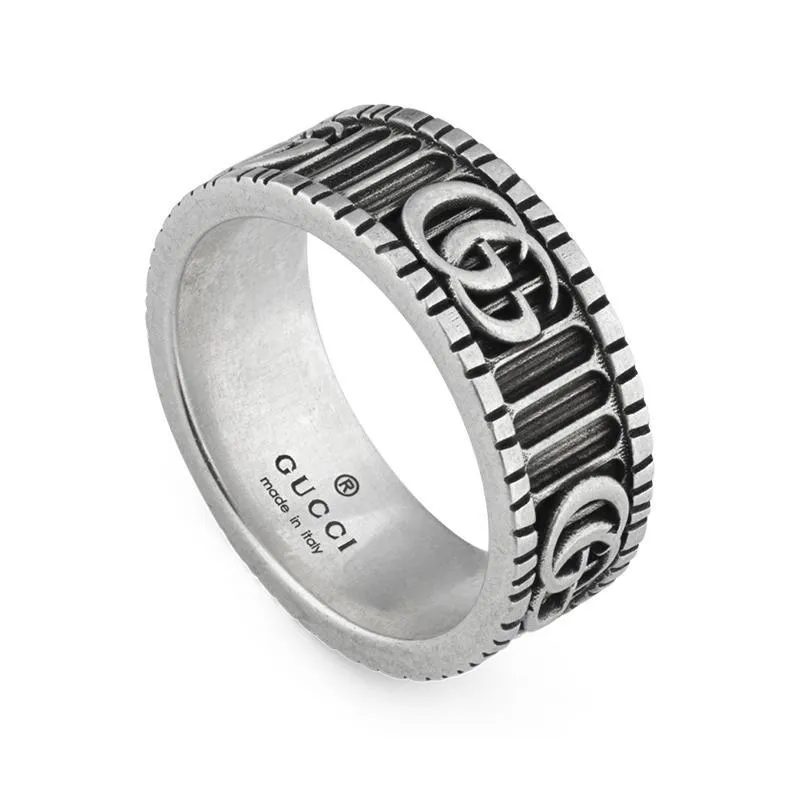 Gucci GG Marmont Aged  Sterling Silver Ring