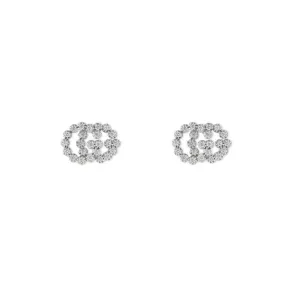 Gucci GG Running 18ct White Gold Diamond Stud Earrings D