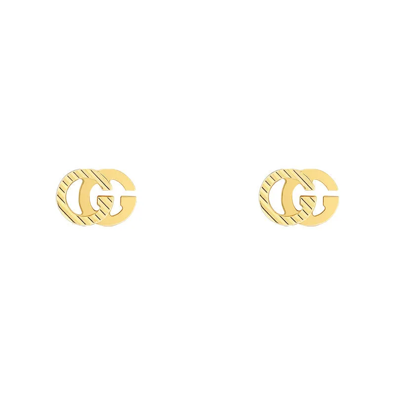 Gucci GG Running 18ct Yellow Gold Stud Earrings D