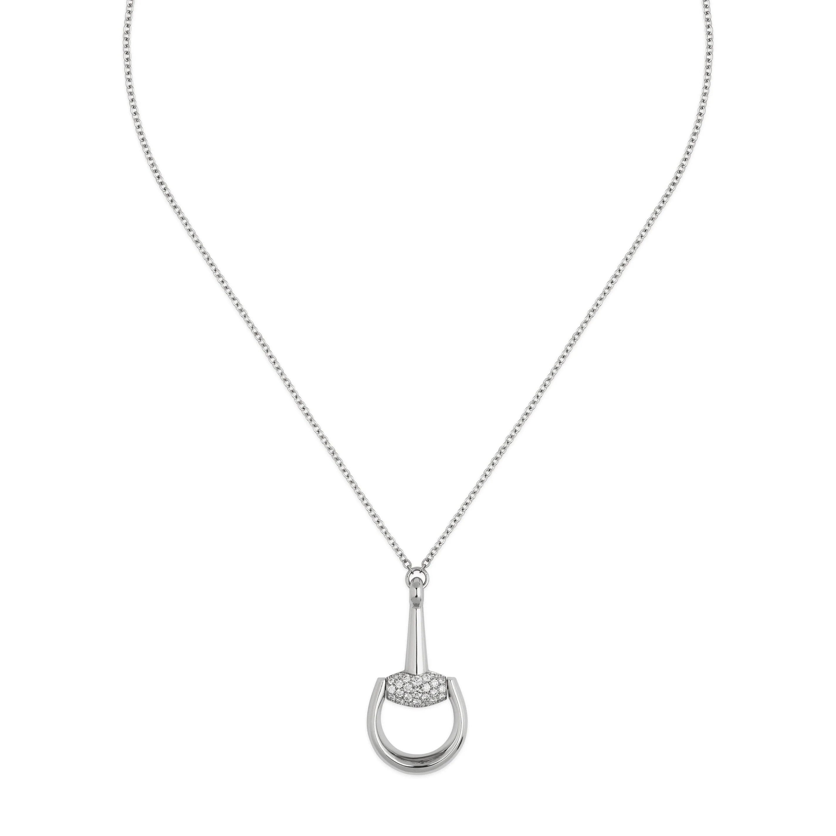 Gucci Horsebit 18ct White Gold 0.5ct Diamond Necklace