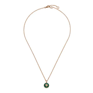 Gucci Interlocking 18ct Rose Gold Green Agate Necklace