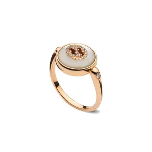 Gucci Interlocking 18ct Rose Gold Mother Of Pearl Ring