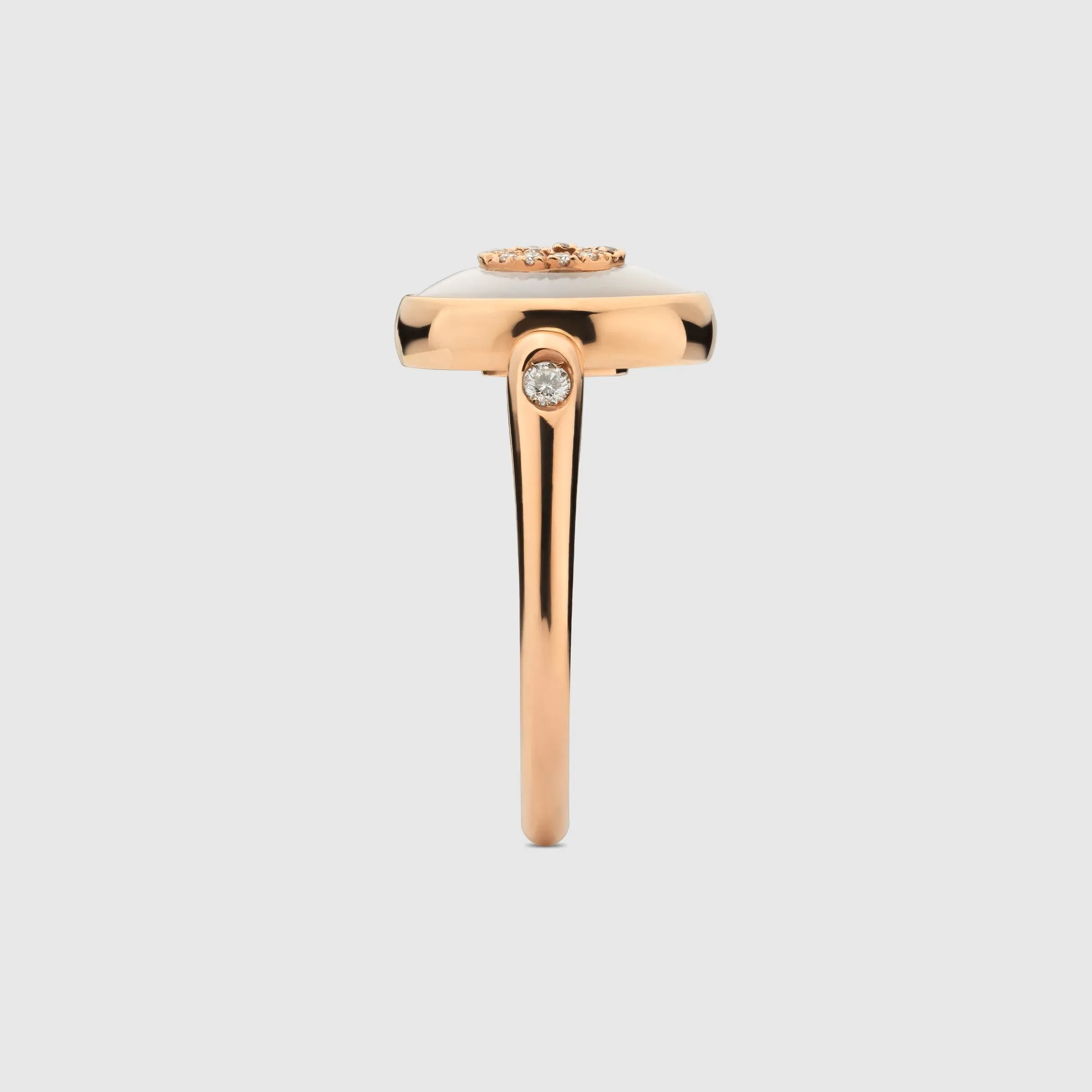 Gucci Interlocking 18ct Rose Gold Mother Of Pearl Ring