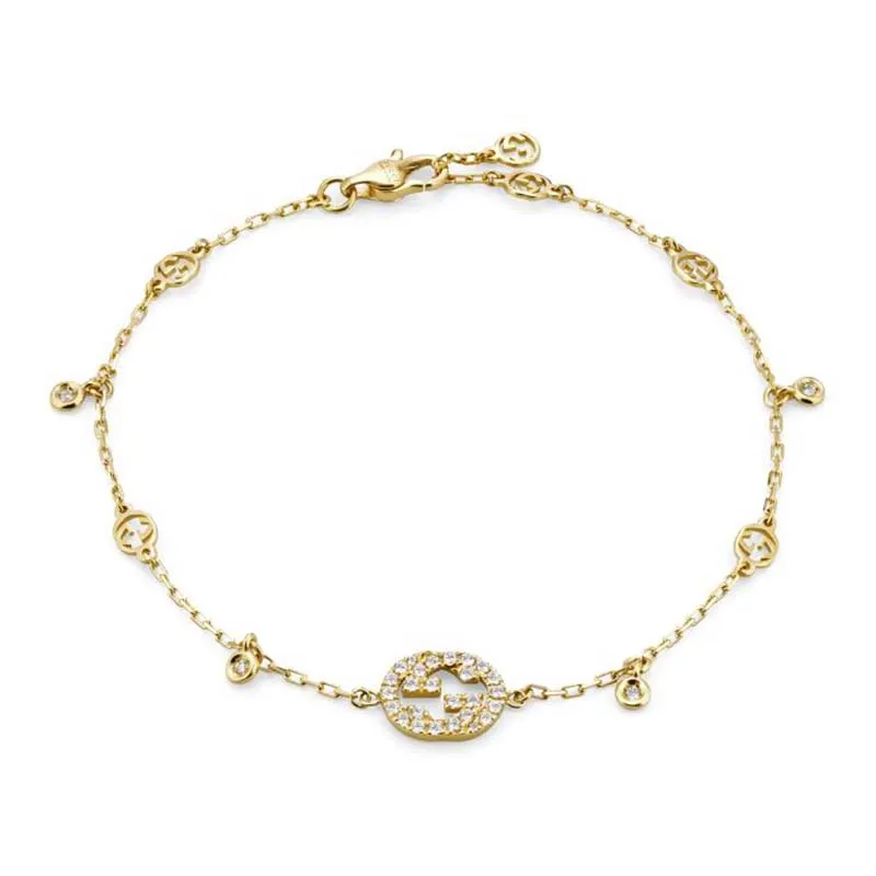 Gucci Interlocking 18ct Yellow Gold 0.20ct Diamond Bracelet
