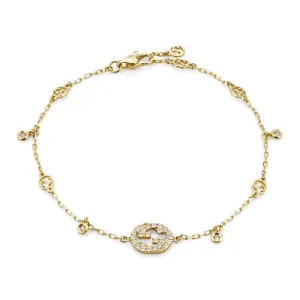 Gucci Interlocking 18ct Yellow Gold 0.20ct Diamond Bracelet