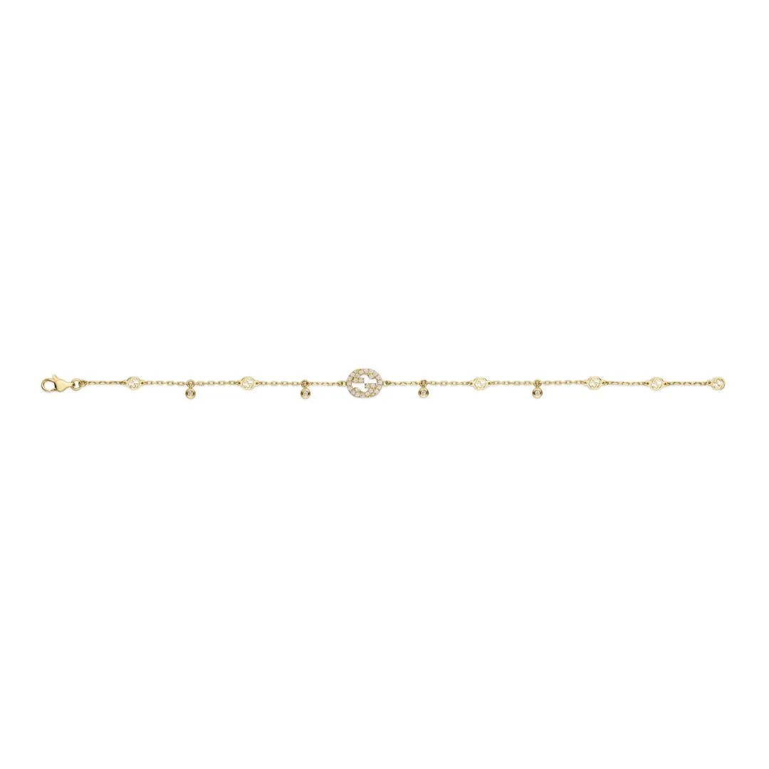 Gucci Interlocking 18ct Yellow Gold 0.20ct Diamond Bracelet