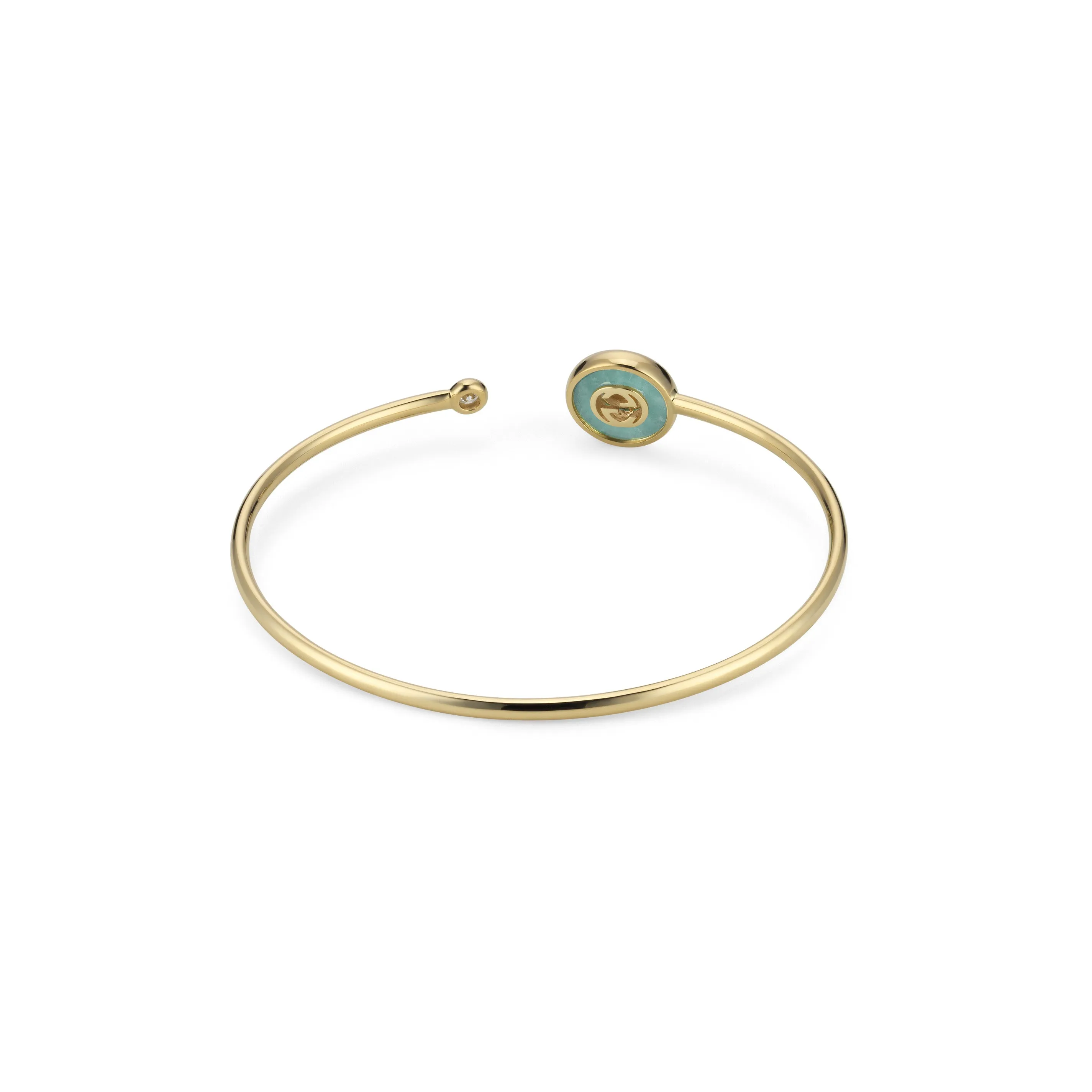 Gucci Interlocking G 18ct Yellow Gold Amazonite & Diamond Bracelet