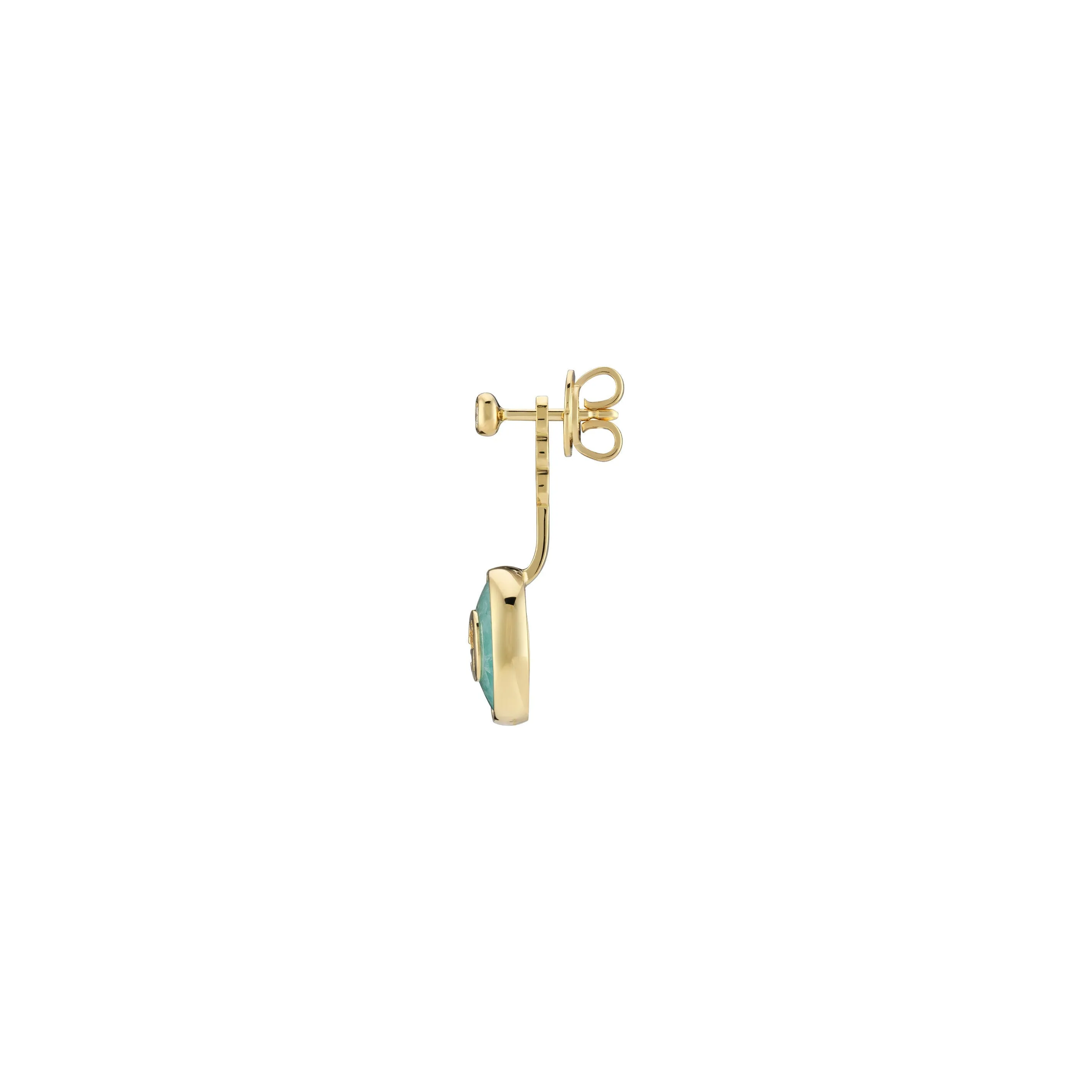 Gucci Interlocking G 18ct Yellow Gold Amazonite & Diamond Earrings