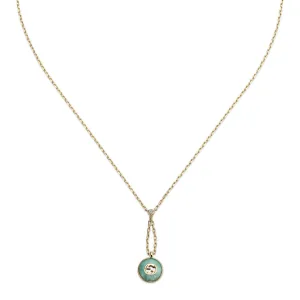 Gucci Interlocking G 18ct Yellow Gold Amazonite & Diamond Necklace
