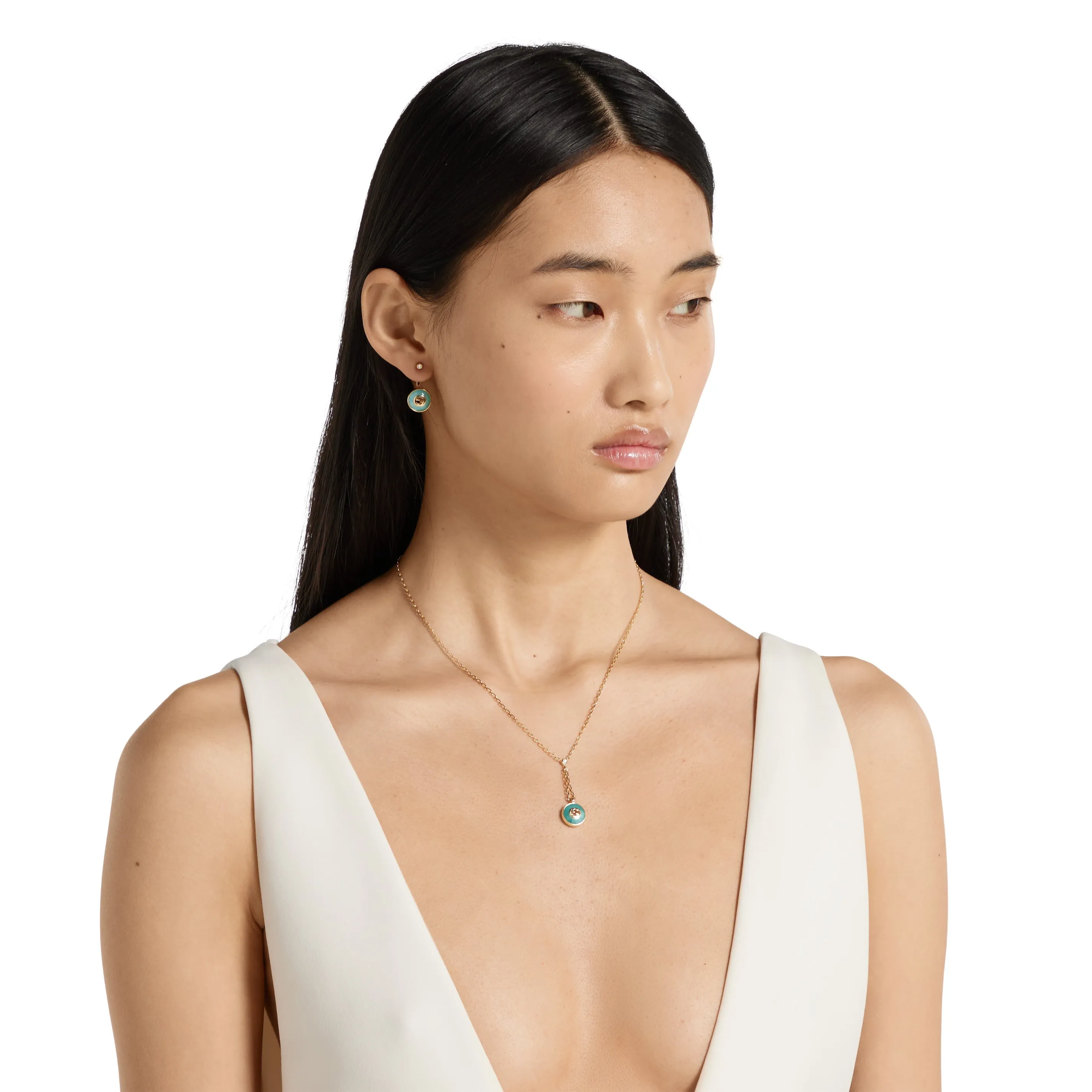 Gucci Interlocking G 18ct Yellow Gold Amazonite & Diamond Necklace