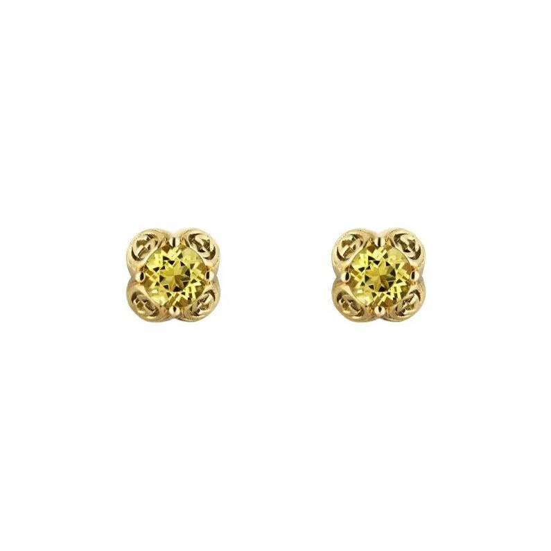 Gucci Interlocking G 18ct Yellow Gold Beryl Stud Earrings D