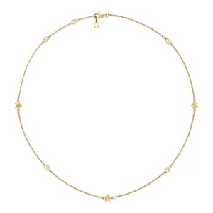 Gucci Interlocking G 18ct Yellow Gold Diamond Star Necklace D