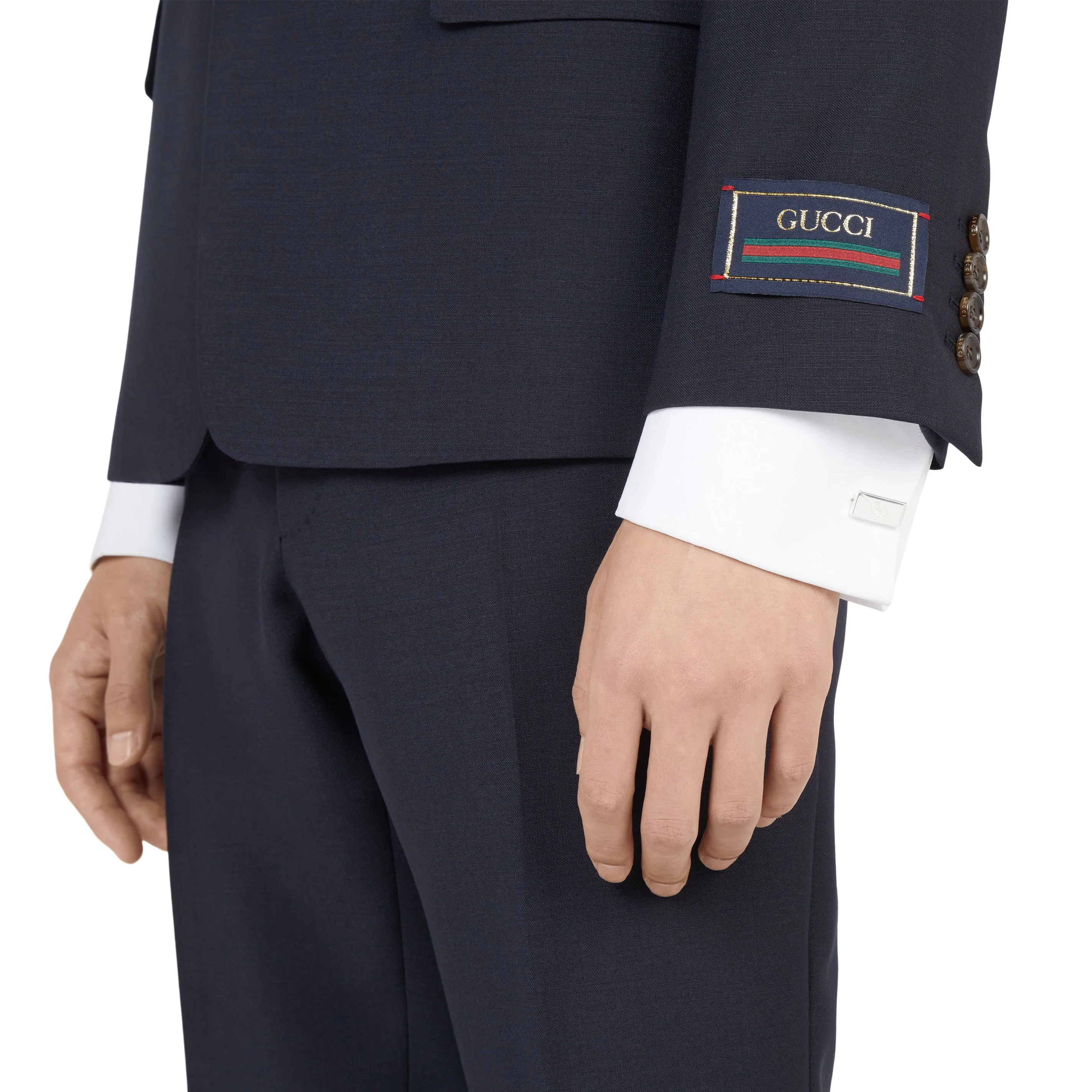 Gucci Interlocking G Motif Rectangular Sterling Silver Cufflinks
