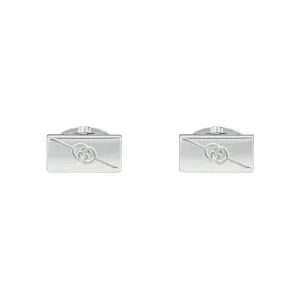 Gucci Interlocking G Motif Rectangular Sterling Silver Cufflinks