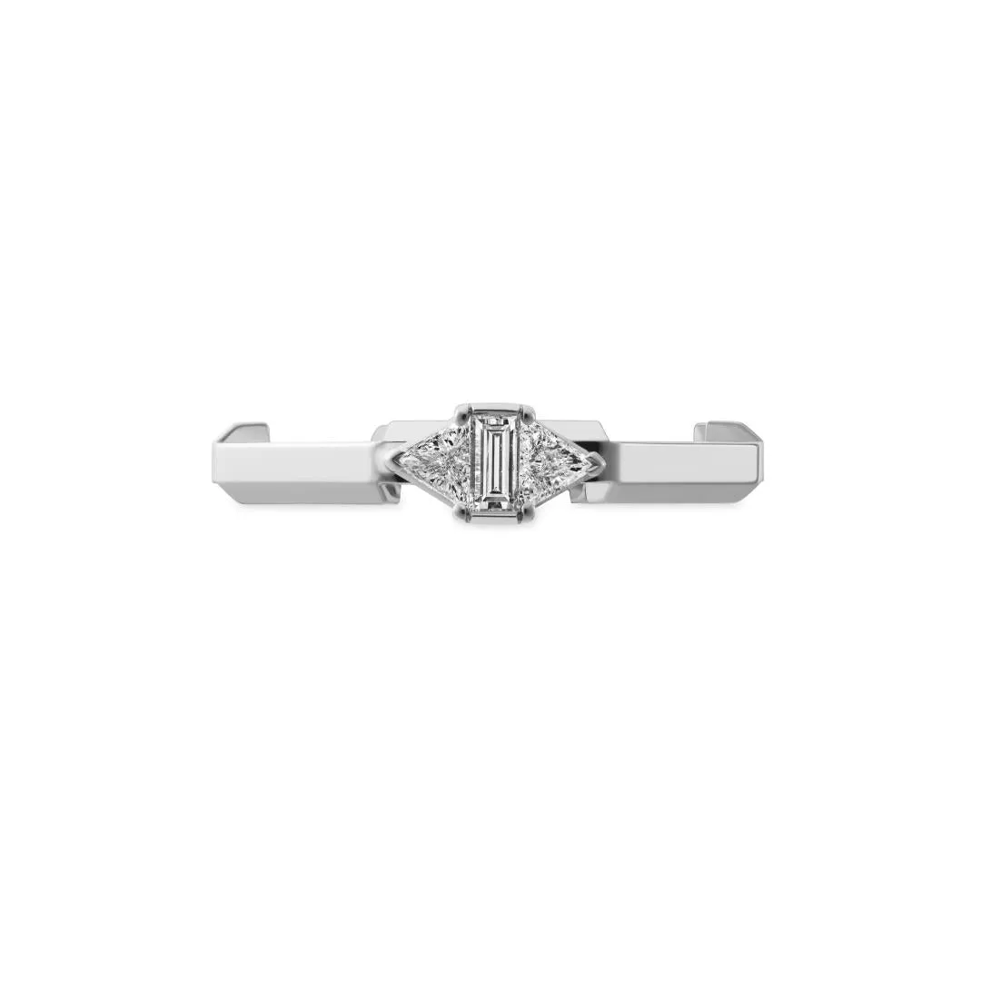 Gucci Link to Love 18ct White Gold Diamond Baguette Three Stone Ring