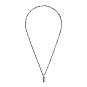 Gucci Logo Sterling Silver Green Enamel Tag Pendant D