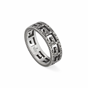Gucci G Cube Sterling Silver Engraved G Motif Ring D