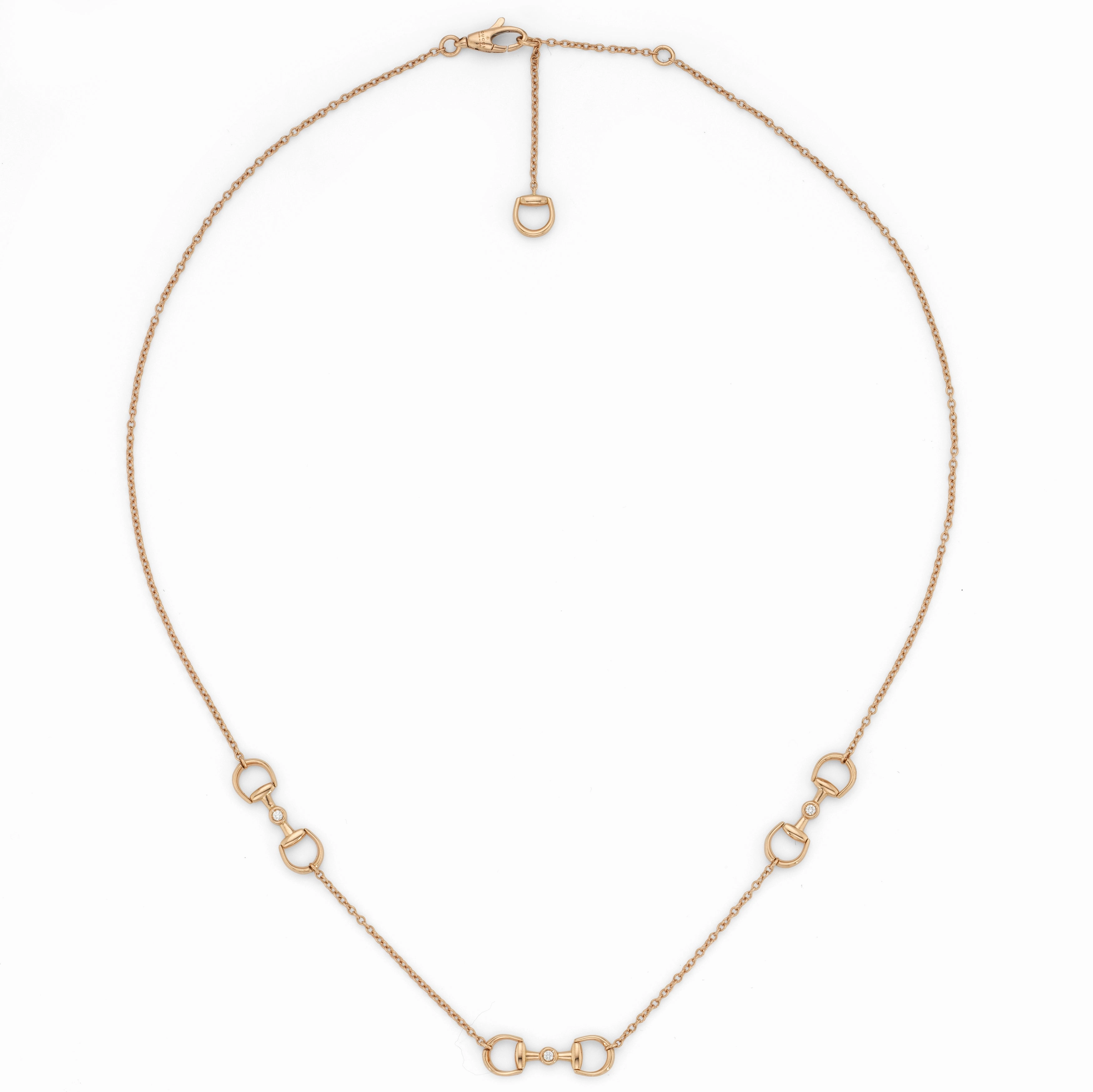 Gucci Horsebit 18ct Rose Gold and Diamond 3 Necklace