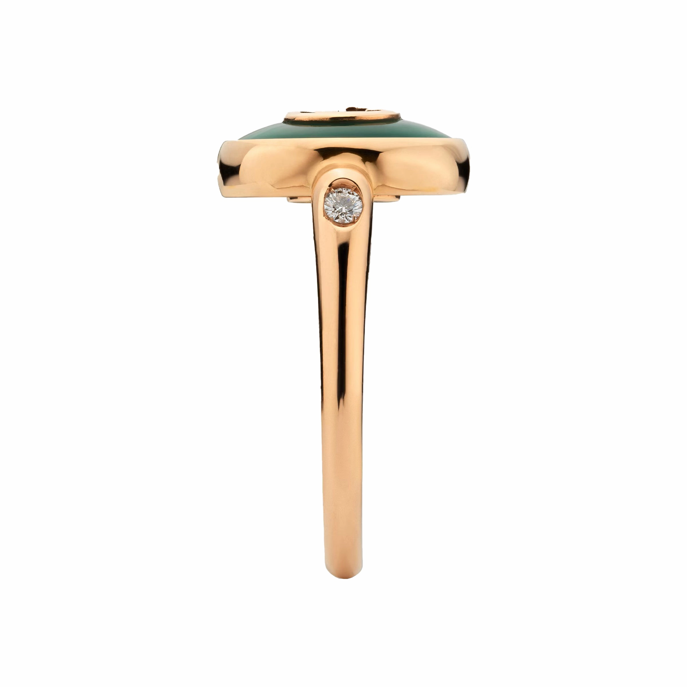 Gucci Interlocking 18ct Rose Gold Green Agate Ring