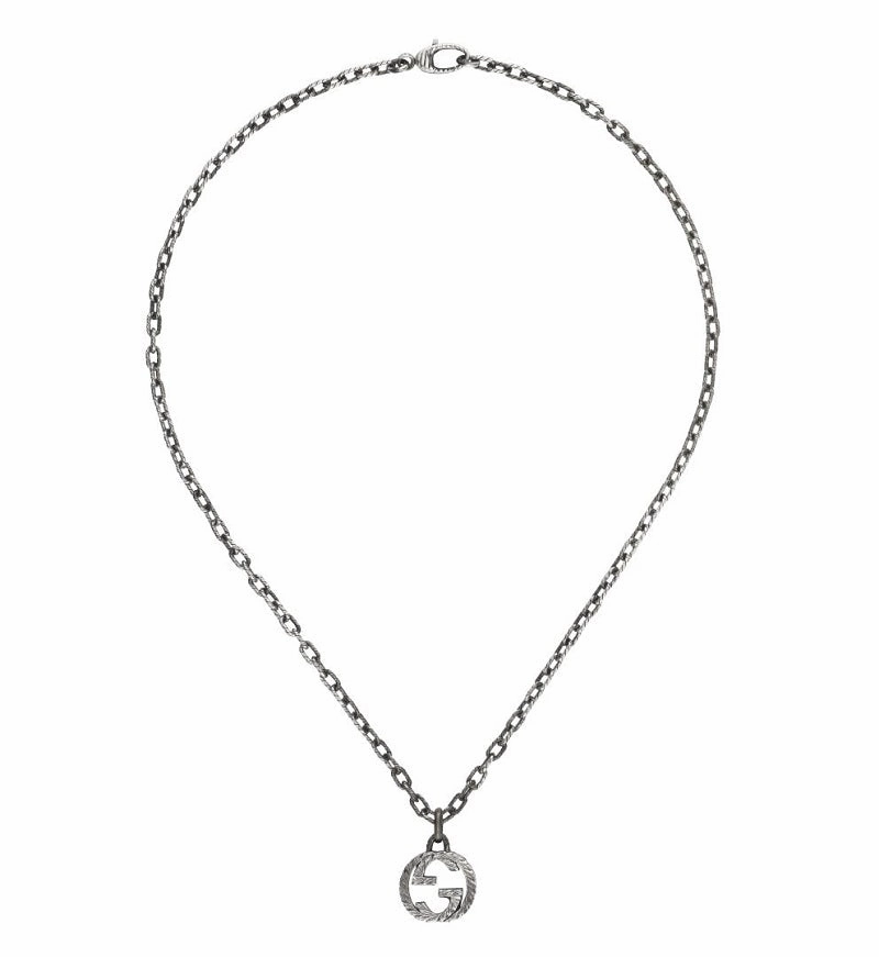 Gucci Interlocking Aged Sterling Silver Pendant