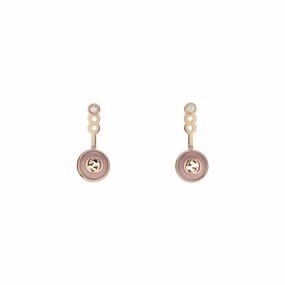 Gucci Interlocking G 18ct Rose Gold Diamond & Pink Opal Earrings
