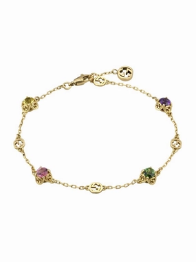 Gucci Interlocking G 18ct Yellow Gold Multicoloured Gemstone Bracelet D