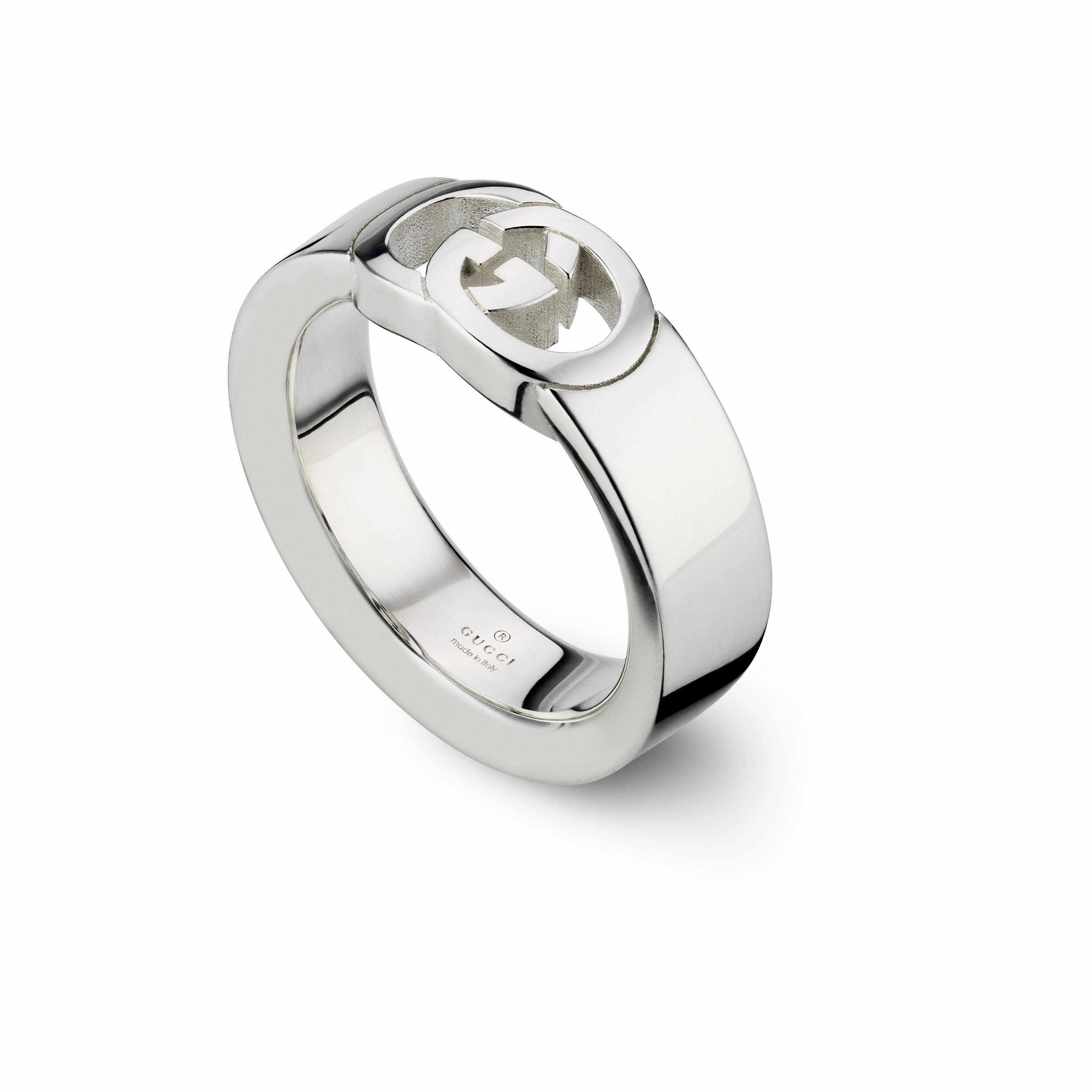 Gucci Interlocking Motif Sterling Silver 6mm Ring