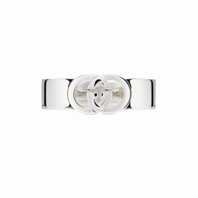 Gucci Interlocking Motif Sterling Silver 6mm Ring