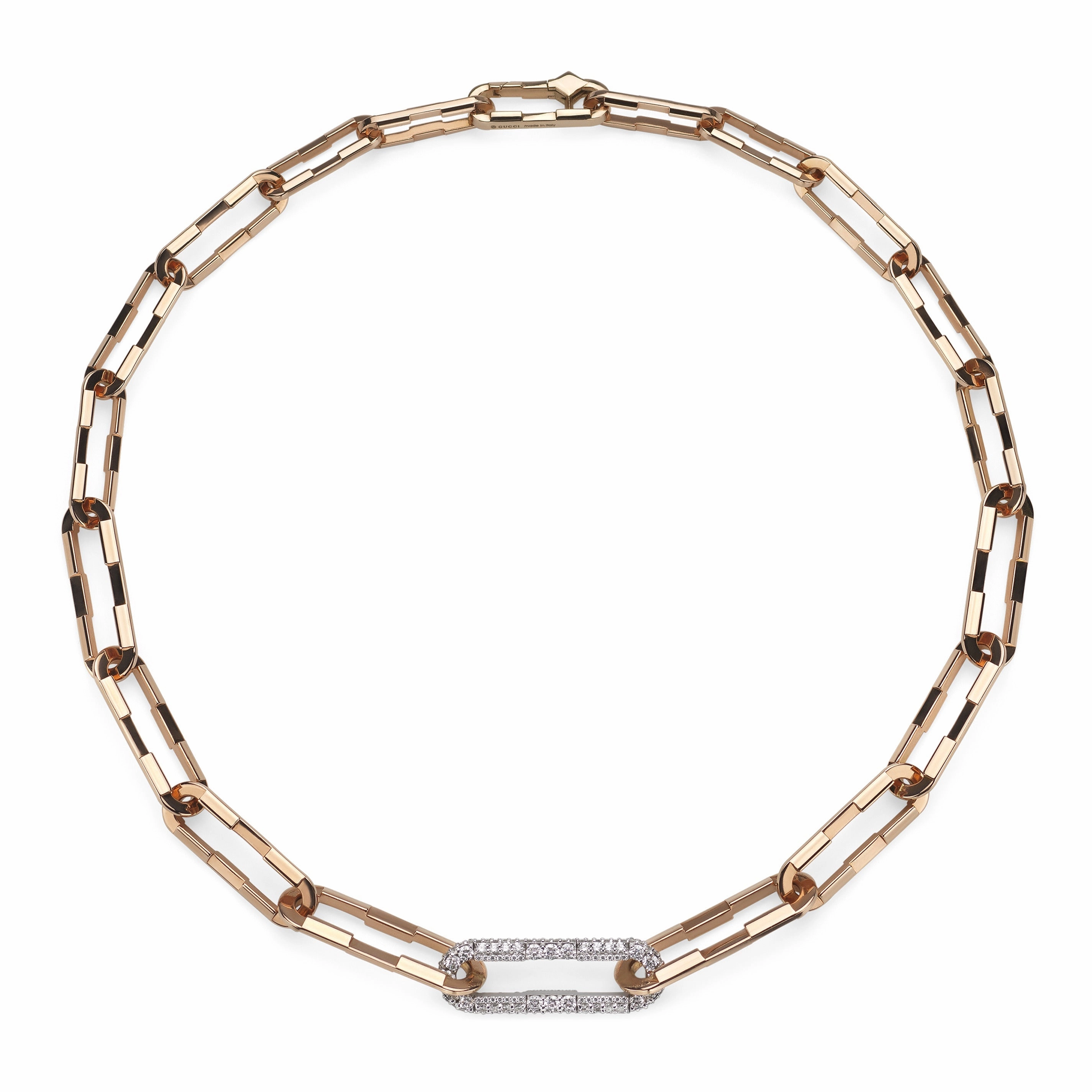 Gucci Link to Love  18ct Rose & White Gold 2ct Diamond Gradient Chain Necklace