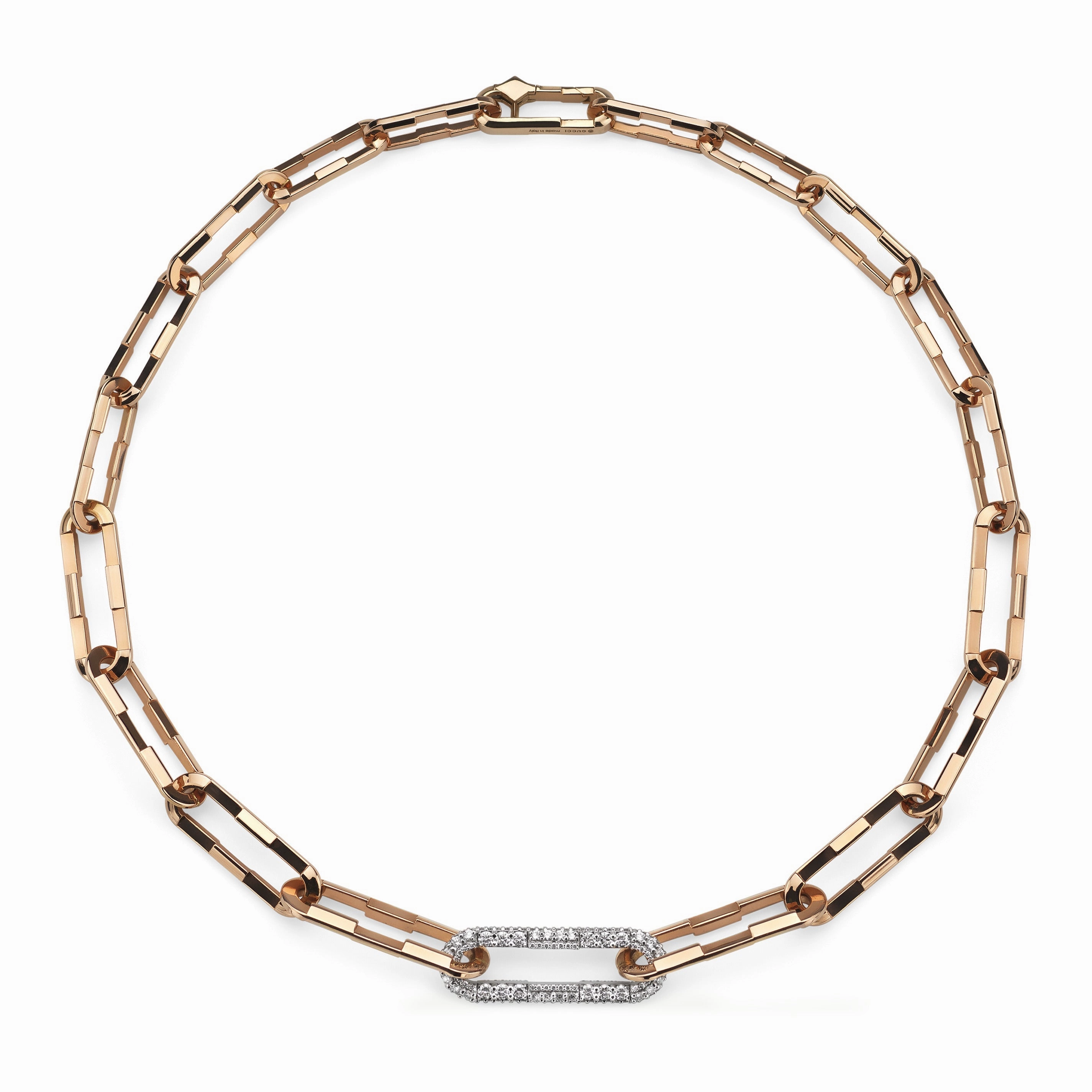 Gucci Link to Love  18ct Rose & White Gold 2ct Diamond Gradient Chain Necklace