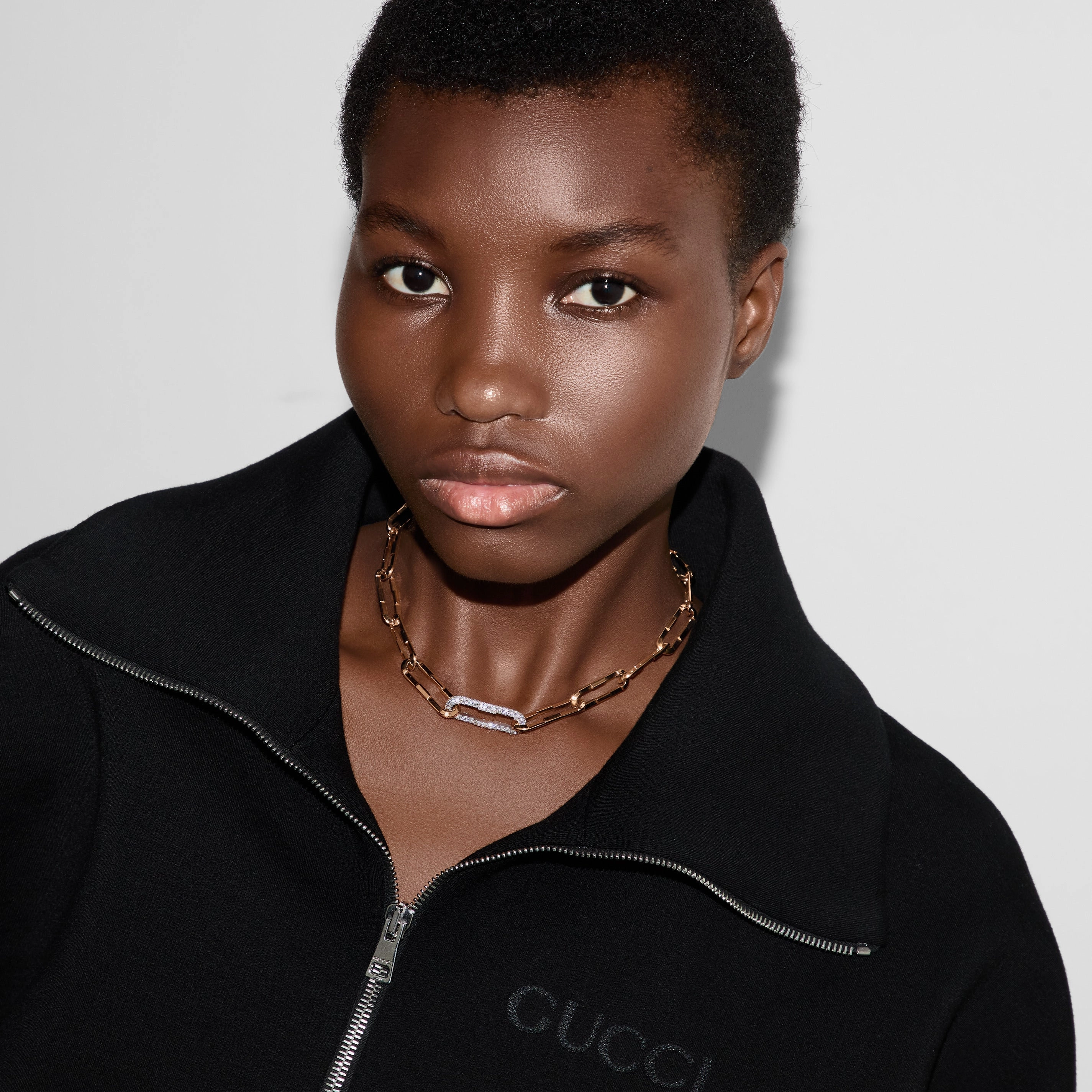 Gucci Link to Love  18ct Rose & White Gold 2ct Diamond Gradient Chain Necklace